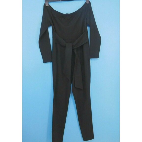 In The Style X Charlotte Crosby Playsuit Womens 10 Black Tie Front Cold Shoulder - Picture 1 of 6